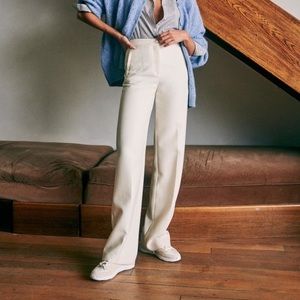Sezane Martin Trousers in Ecru petite wide leg